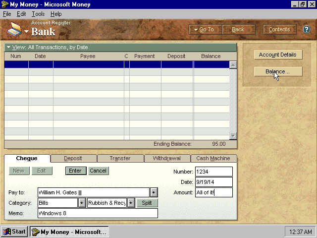 Microsoft Money 4 - Edit